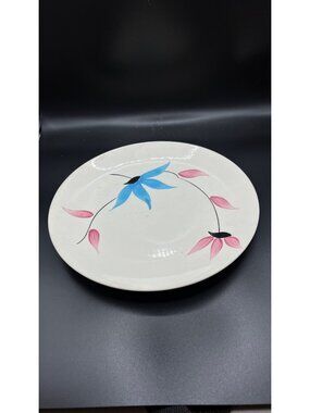 Blue Ridge pottery HandPainted Ceramic Plate Blue Pink Floral Design 10” Vintage